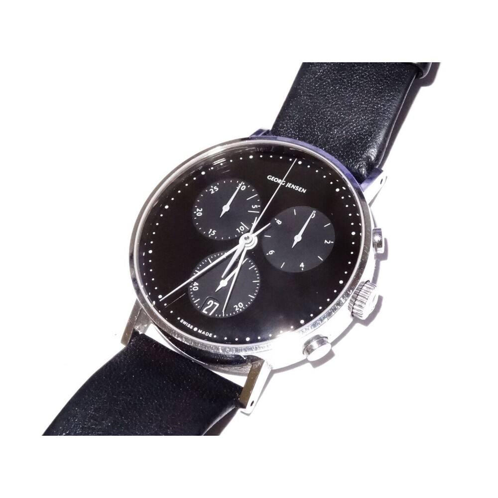 Mens  38mm Georg Jensen 317 St. Steel Quartz Chronograph Watch by Henning Koppel